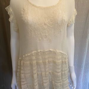 Ivory gauze sleeveless lace top by Free People